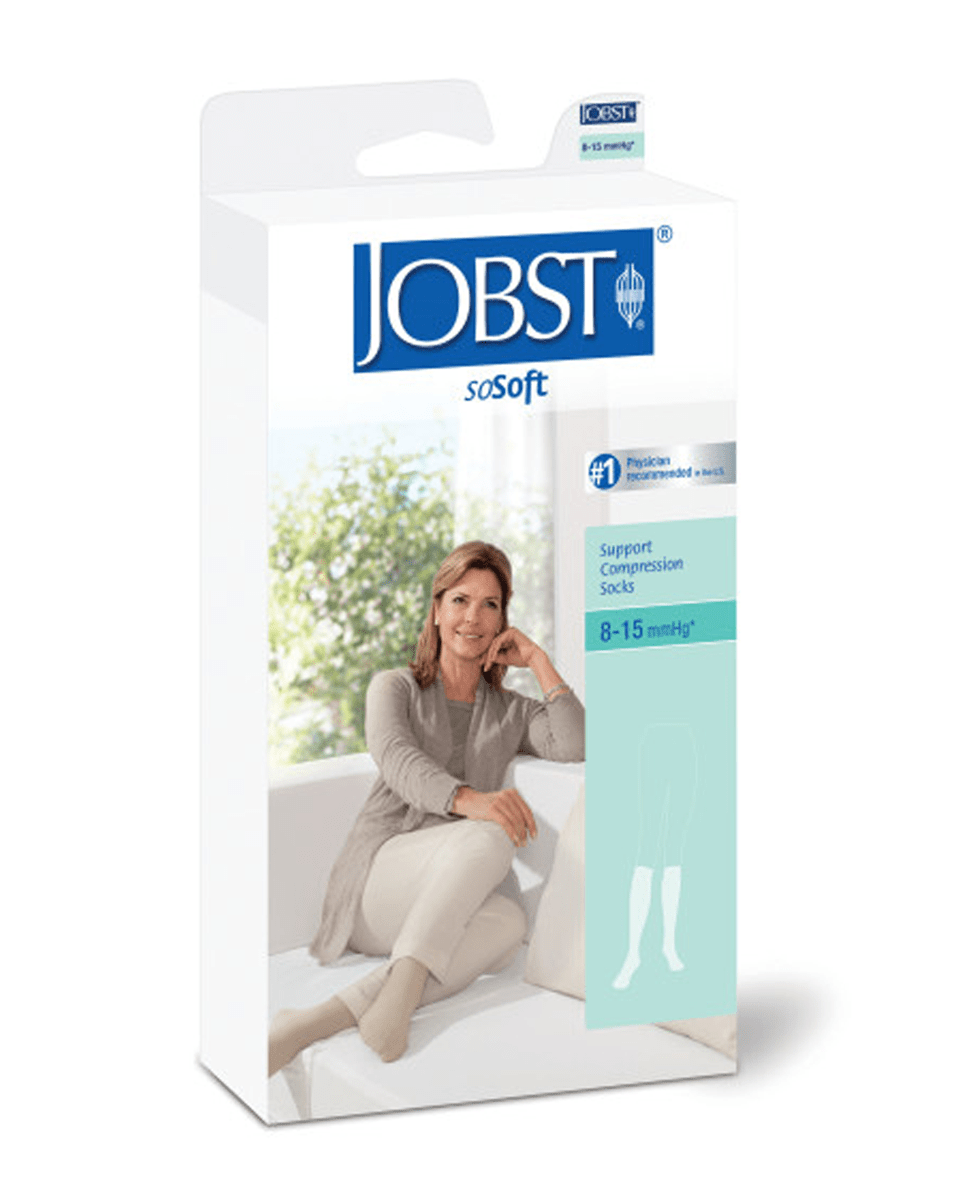 Jobst soSoft Women's Knee High Closed Toe Brocade & Ribbed Pattern Support Socks 8-15 mmHg