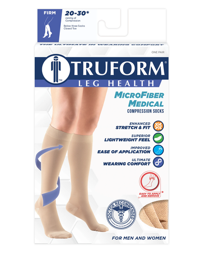 Chaussettes de compression médicales en microfibre 20-30 à bout fermé infusées d'aloe vera 