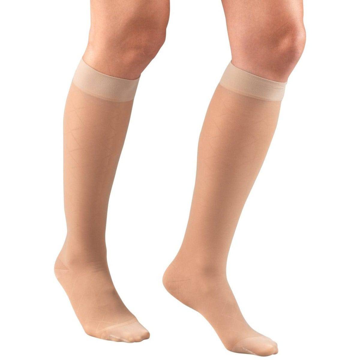 Second Skin Women's Sheer 15-20 mmHg Diamond Pattern Knee Highs