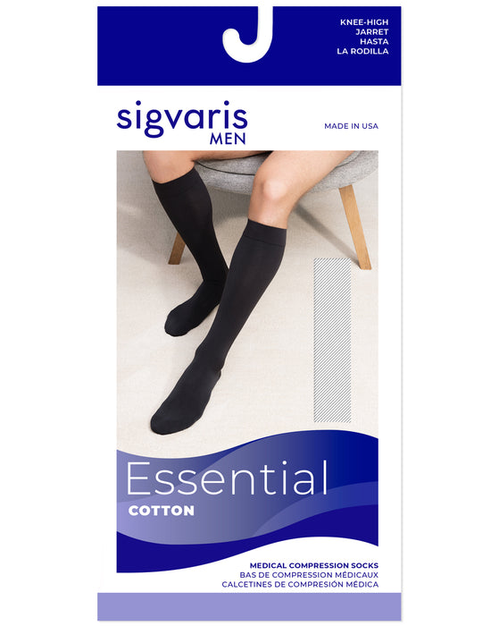 Sigvaris 230 Cotton Series Men's Closed Toe Knee Highs w/Silicone Grip Top Band 30-40 mmHg - 233C