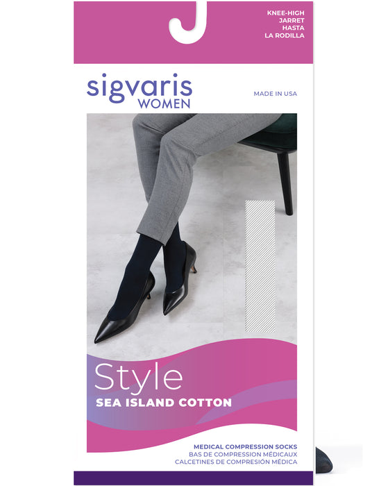Sigvaris 222C Sea Island Cotton Closed Toe Women's Socks 20-30mmHg