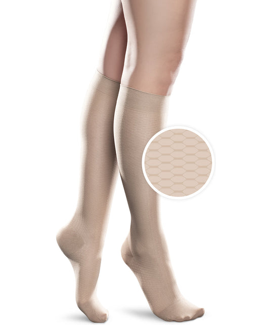 Therafirm Sheer Ease PATTERNED Women's Closed Toe Knee High Stockings 20-30mmHg - Clearance