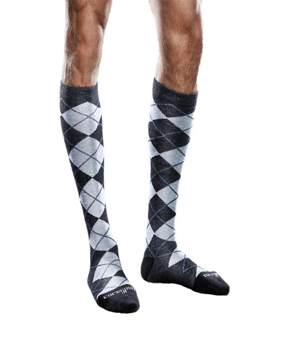 Core-Spun by Therafirm Patterned Thin Line Socks for Men & Women 10-15mmHg | Clearance (Final Sale)