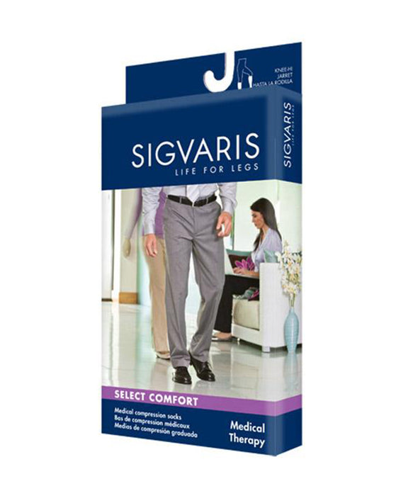 Sigvaris 860 Select Comfort 30-40 mmhg Men's Closed Toe Knee-Hi Grip Dot Band 863C