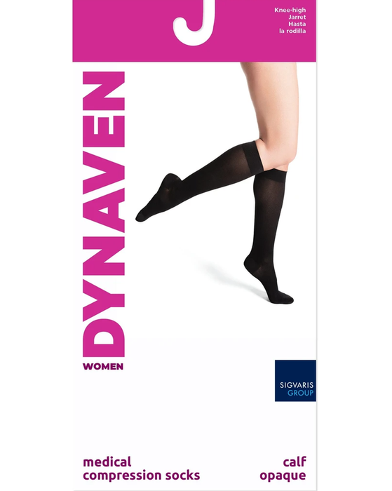 Dynaven Opaque Women's 30-40 mmHg Knee High w/ Silicone Grip Top