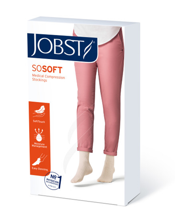Jobst soSoft Women's Knee High Closed Toe Ribbed Pattern Support Socks 15-20 mmHg