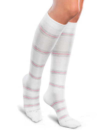 Core-Spun by Therafirm Patterned Thin Line Socks for Men & Women 10-15mmHg | Clearance (Final Sale)