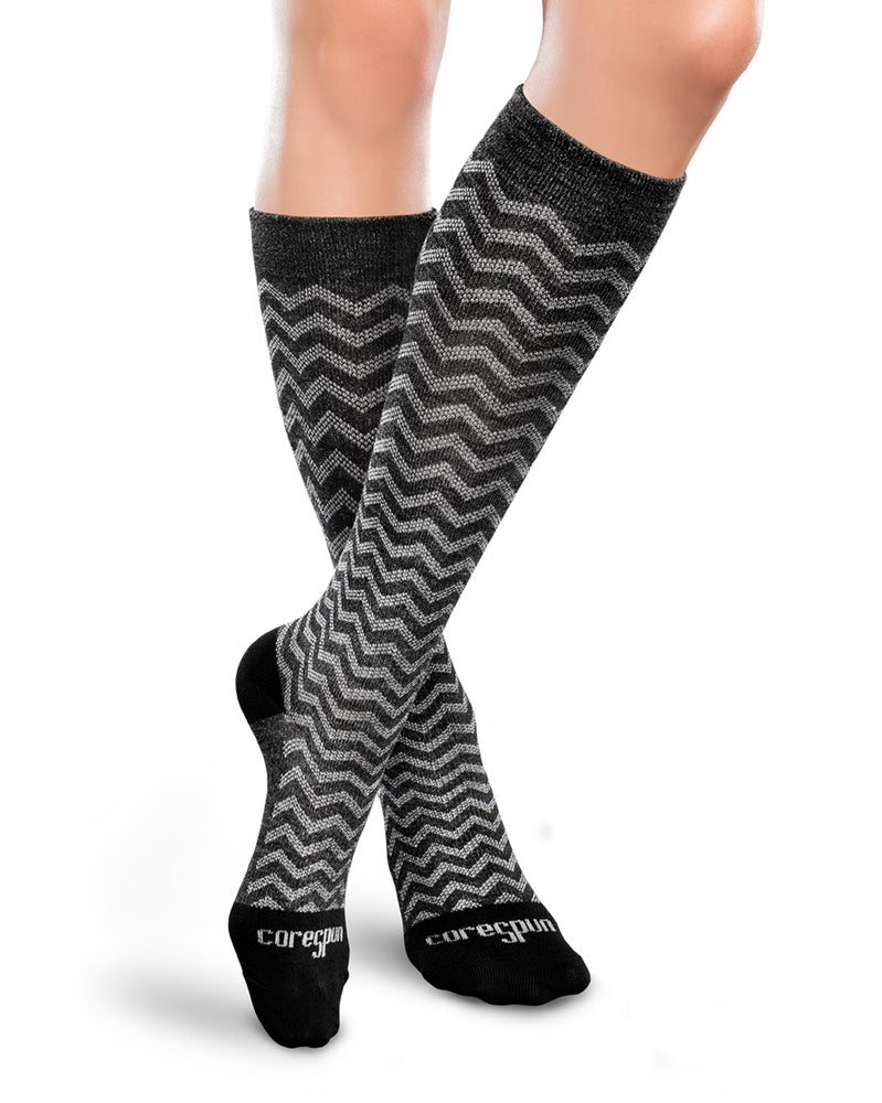 Therafirm Patterned Core-Spun Trendsetter Socks for Men & Women 10-15mmHg