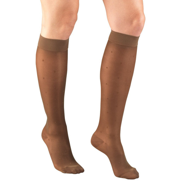 TRUFORM Women's LITES Dot Pattern Sheer Knee Highs New - 15-20 mmHg