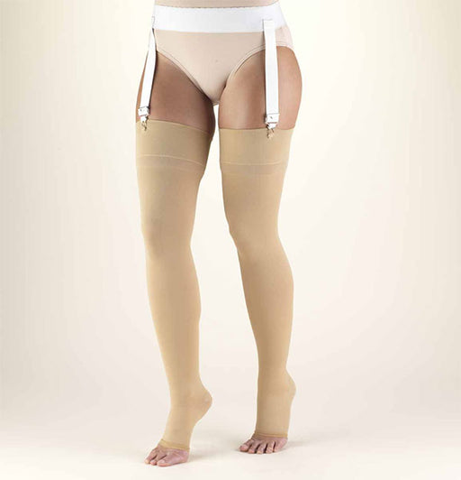 SECOND SKIN Surgical Grade OPEN TOE 20-30 mmHg Thigh High Support Stockings