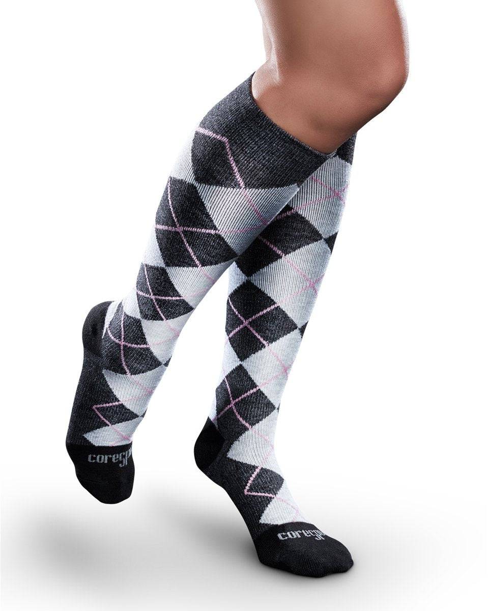 Chaussettes à motifs Core-Spun by Therafirm pour hommes et femmes 20-30 mmHg